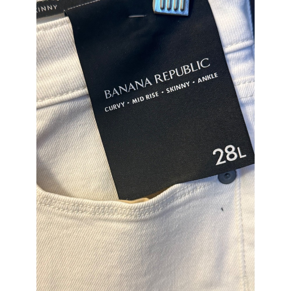 Banana Republic Curvy Skinny Ankle Jeans Womens 28L White Mid Rise Premium Denim - Picture 6 of 8